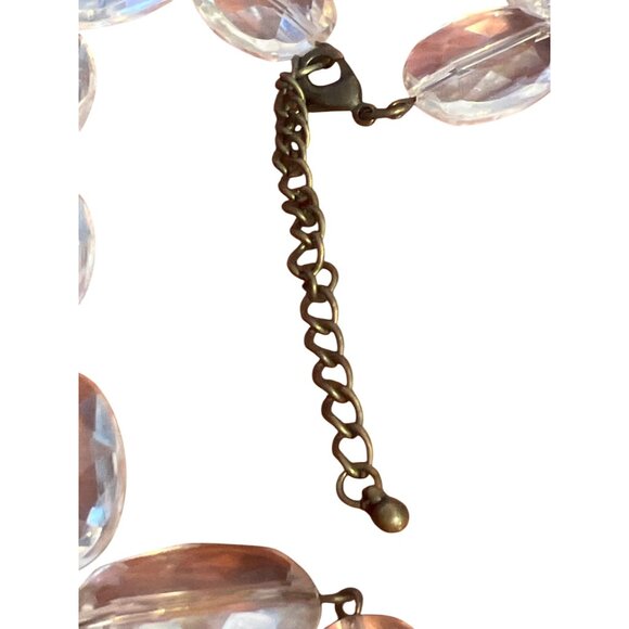 Vintage Clear & Blue Acrylic Beaded Necklace Flower Accents Estate Adj 28" - Picture 5 of 5